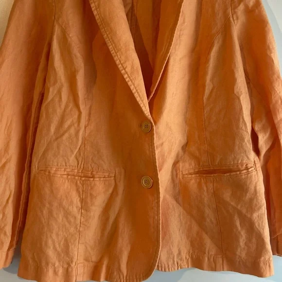 J. Jill Petites Love Linen Orange Blazer Size Medium - Picture 9 of 11
